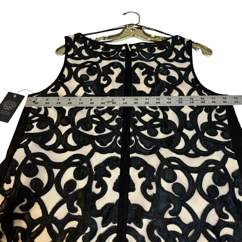 Vince Camuto Sleeveless Dress, Velvet Textured Pattern, Back Zipper Closure 14 - Picture 14 of 14
